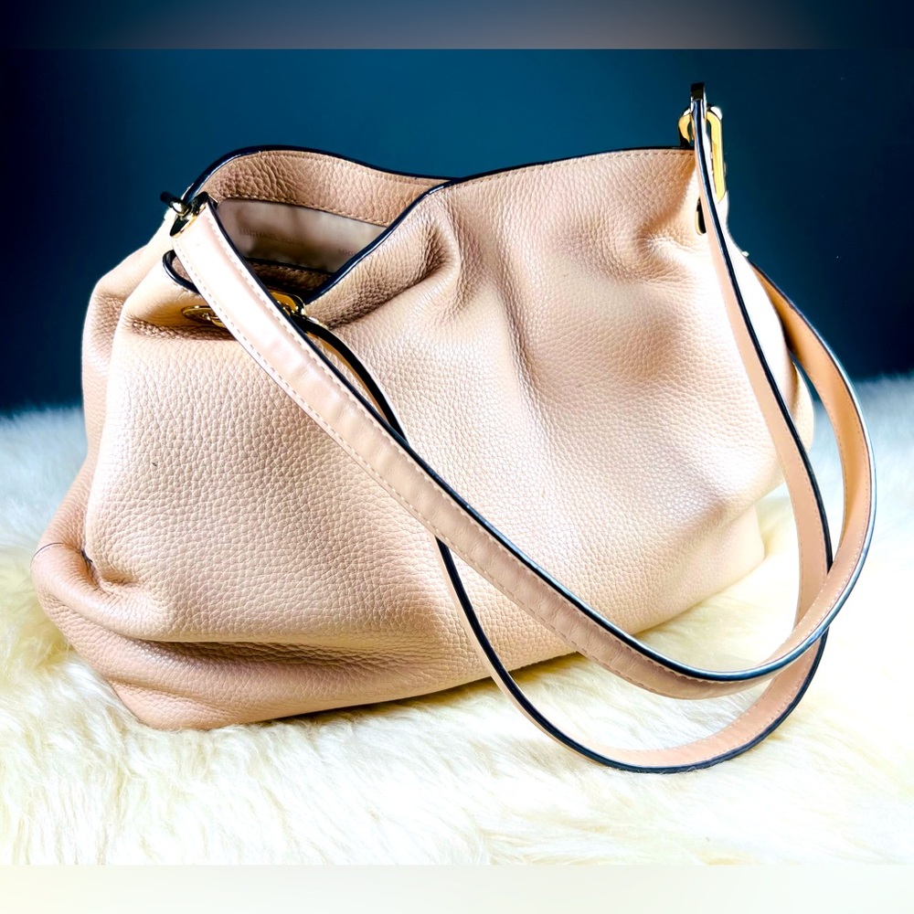 Michael Kors Beige Pebbled Leather Shoulder Bag